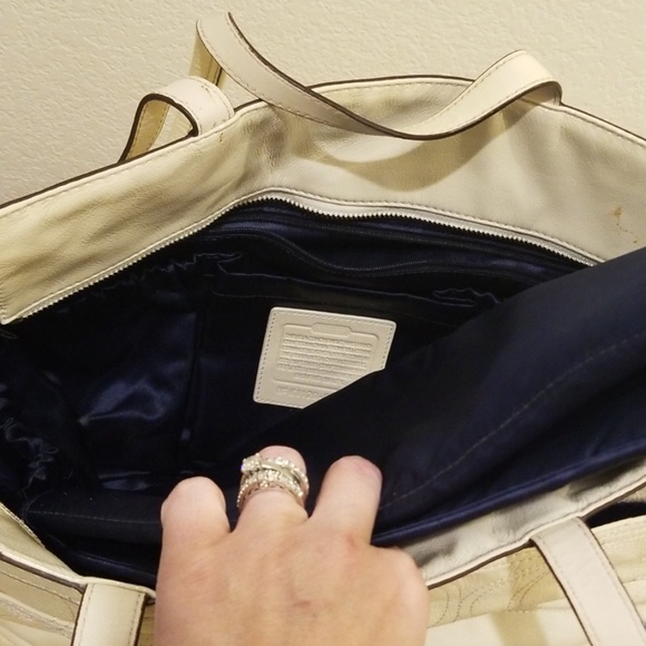 Coach Cream/Blue Diaper Bag - Picture 2 of 7